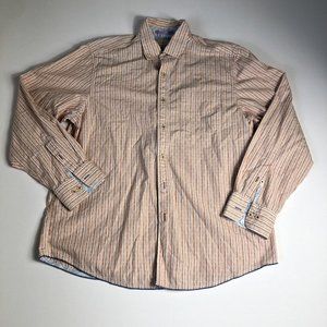 Tommy Bahama Button Up‎ Shirt Large L Orange Long Sleeve Mens B147